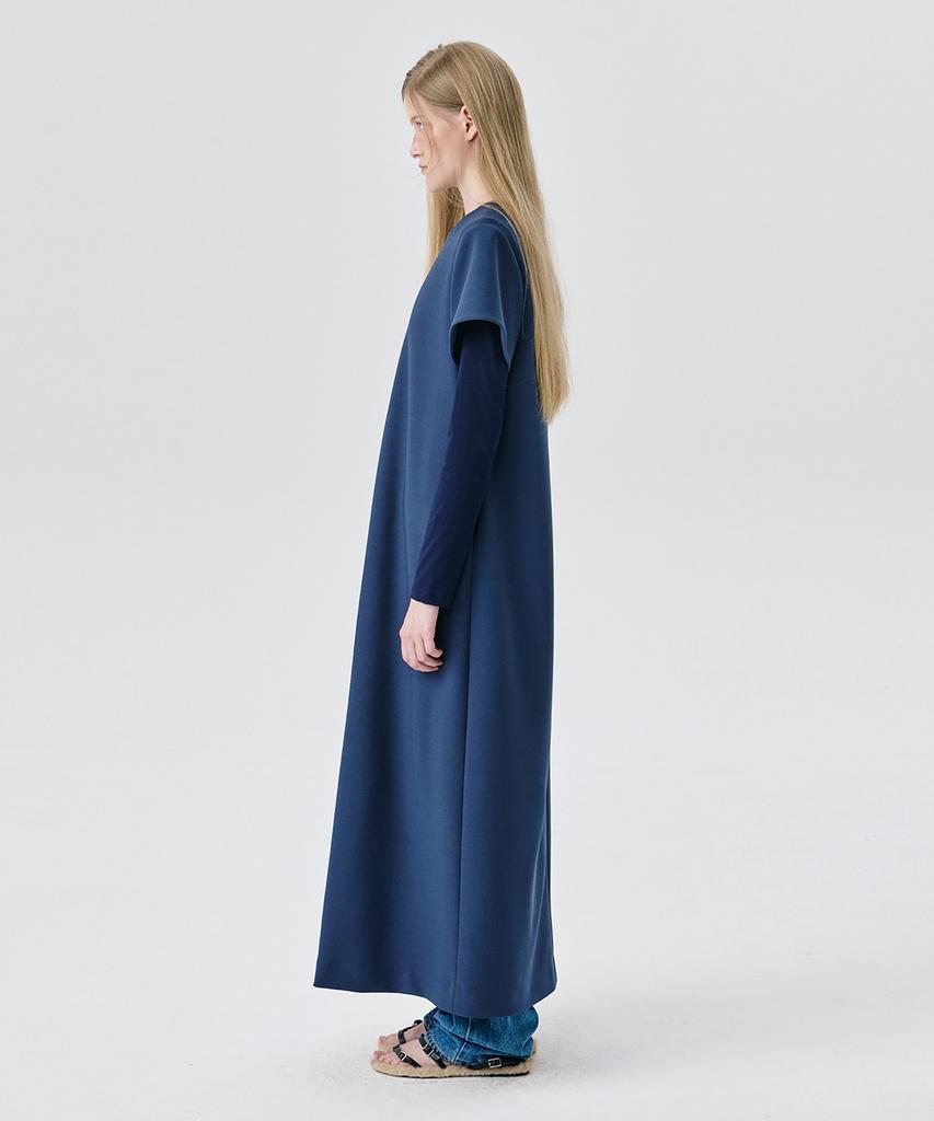 Bundercammer Short Sleeve Ponte Dress_Smoke Blue