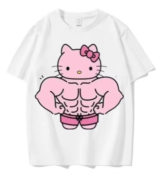

2026 Hello Kitty Sanrio Printed Cotton TShirt Summer Cartoon Design Childrens Roundneck Fashion LooseFitting Casual Wear S