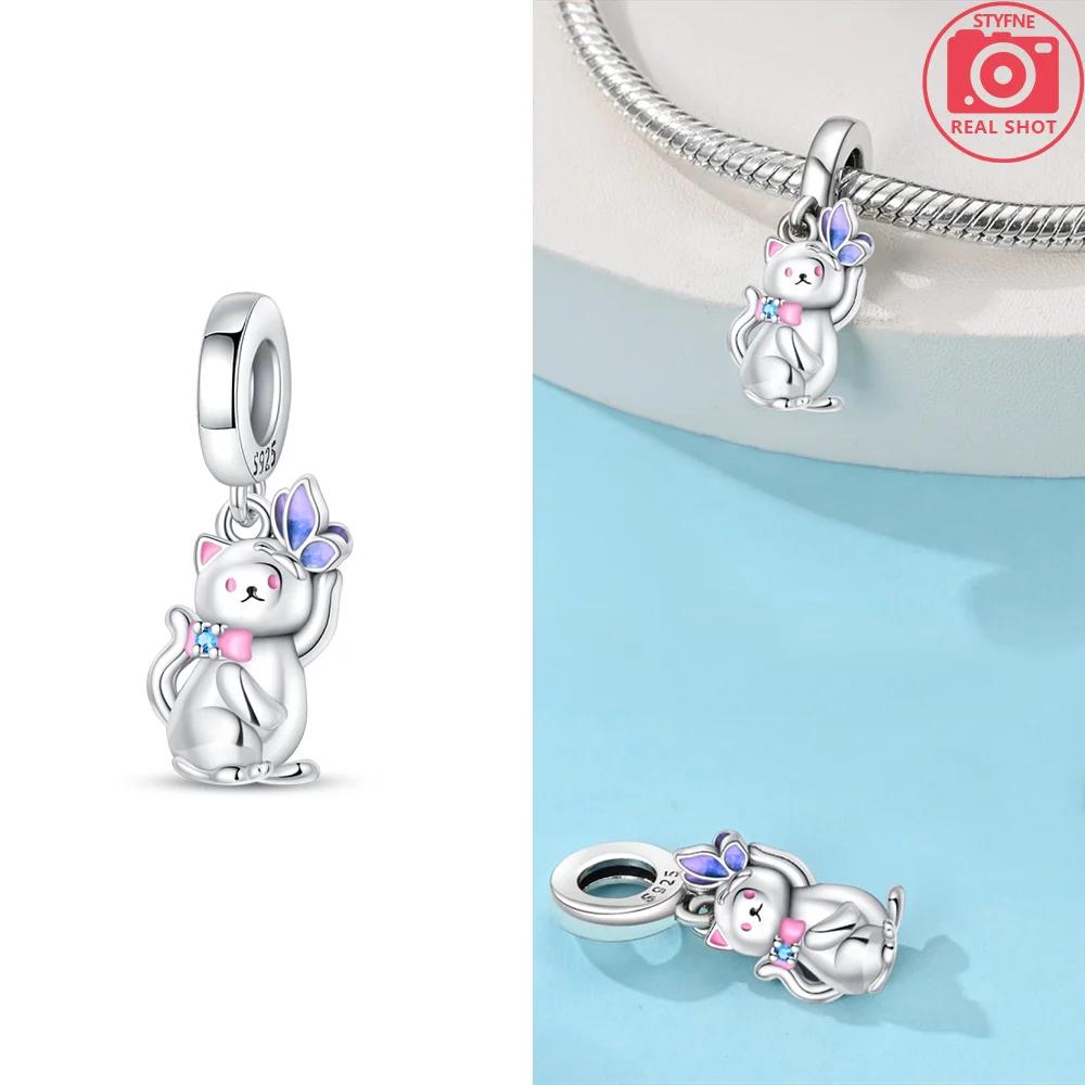 Rock Cat Pendant Features Cute Animal Moon Dog Charms Bead Fit Bracelet Originalcopper Women Jewelry Accessories Fine Gift