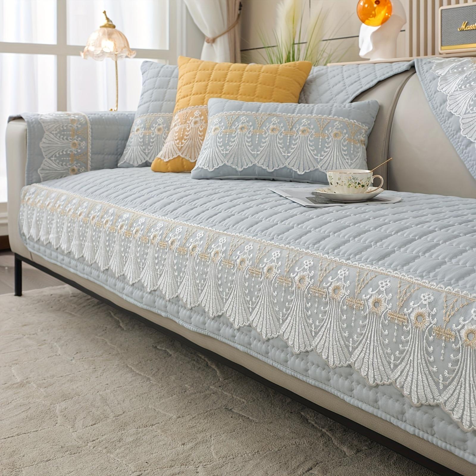 

Нескользящий чехол для дивана в клетку с кружевом, протектор для шезлонга, четырехсезонный универсальный эластичный угловой диван, подушка, полотенце, 1/2/3/4-местный 70X70cm