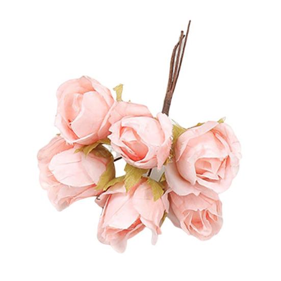 ხელოვნური ვინტაჟური ვარდის თაიგული 6 თავიანი რეალისტური ყალბი აბრეშუმის ყვავილების საქორწილო წვეულება სახლის ოფისის მაგიდის ცენტრში ხელოვნური ყვავილების ფილიალის დეკორაცია