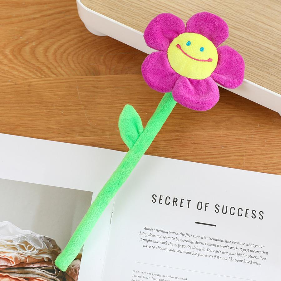 Creative smiley face sun flower plush toy rose fabric bouquet curtain flower buckle flower shooting prop decoration