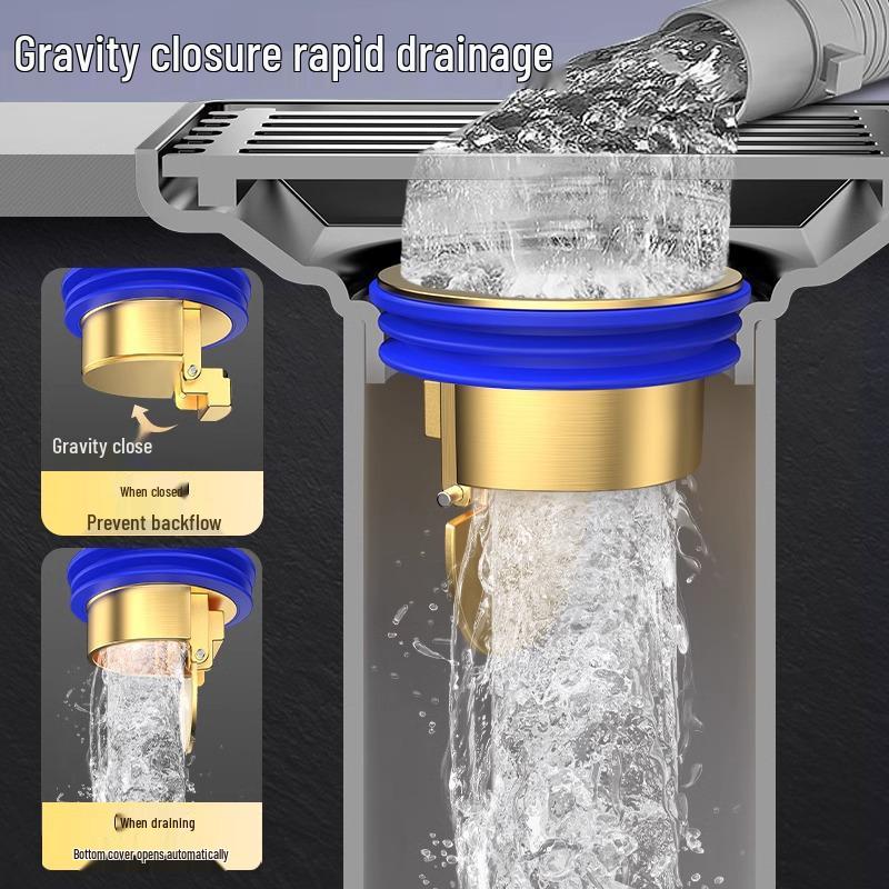 Universal Anti-Clog All-Copper Floor Drain Core - Odor-Proof, High Water Volume, Insect-Resistant, Anti-Backflow for Bathroom and Toilet.