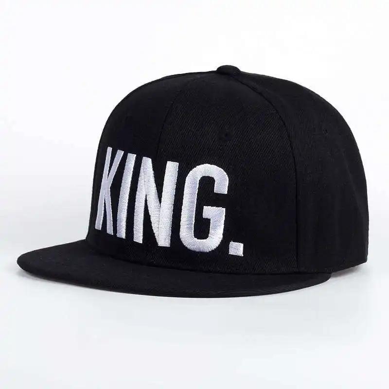 2025 Fashion KING QUEEN Embroidered Simple Hip Hop Baseball Hat Casual Flat Edge Hat Women's High Quality Outdoor Sunscreen Hat