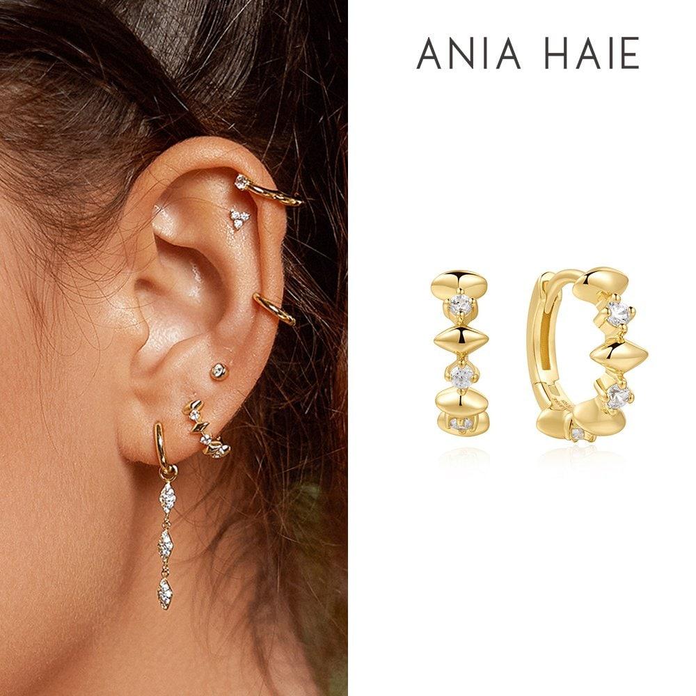 [Worn by Eunbi Kwon] Gold Sparkle 925 Silver Ring Earrings E061-05G
