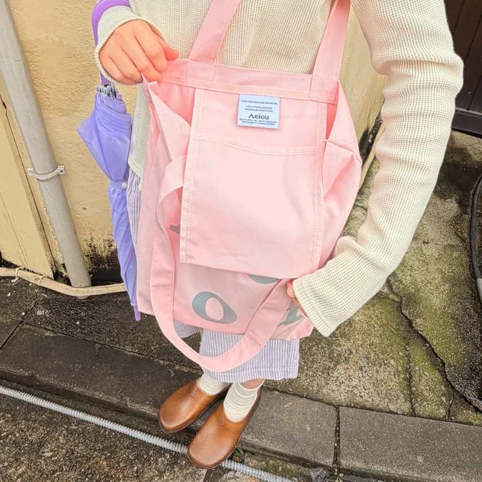 Aeiou Logo Bag (Cotton 100%) Peach Silver