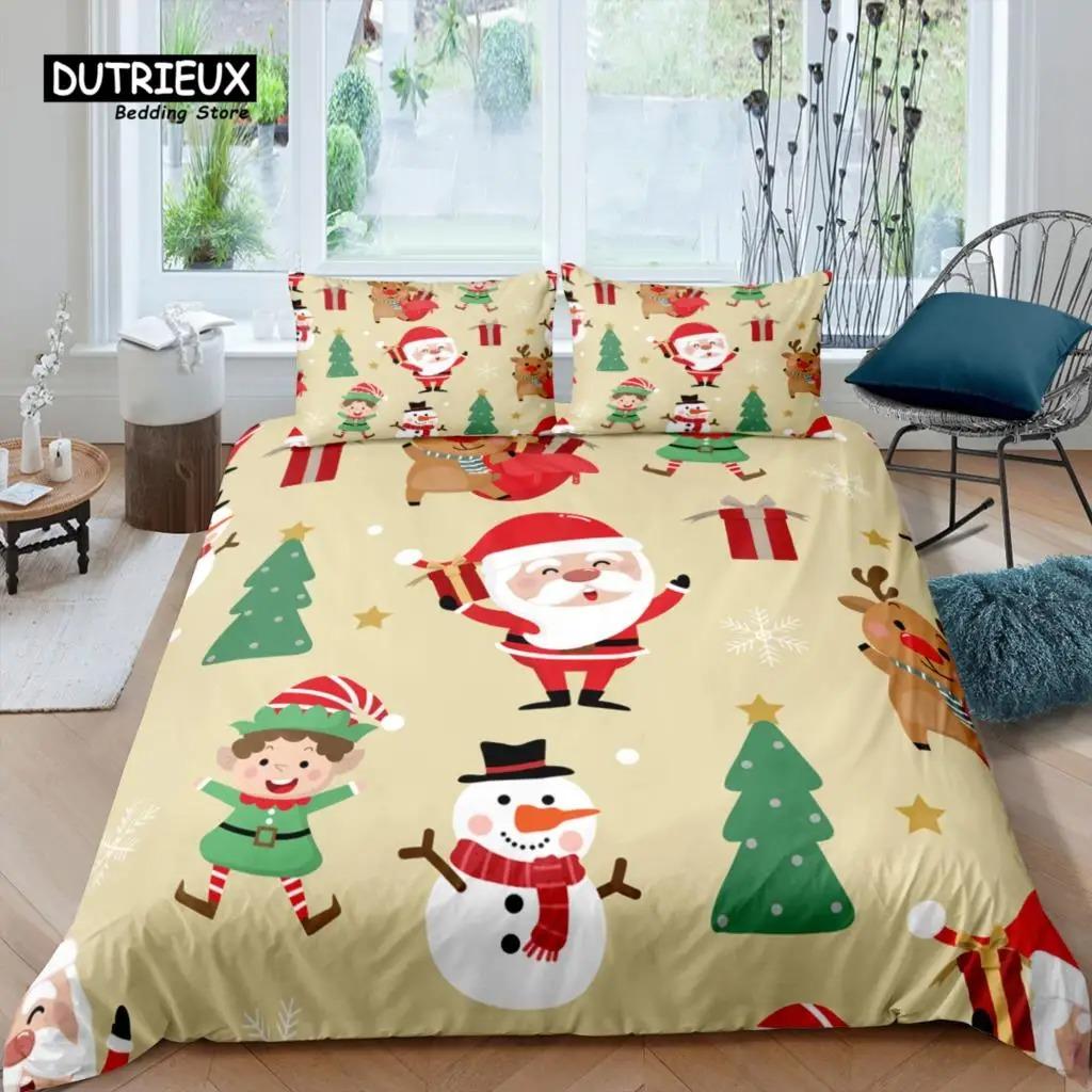 Home Living Luxury 3D Santa Claus Bedding Set Duvet Cover Pillowcase Kids Bedding Set Queen and King EUUSAUUK Size