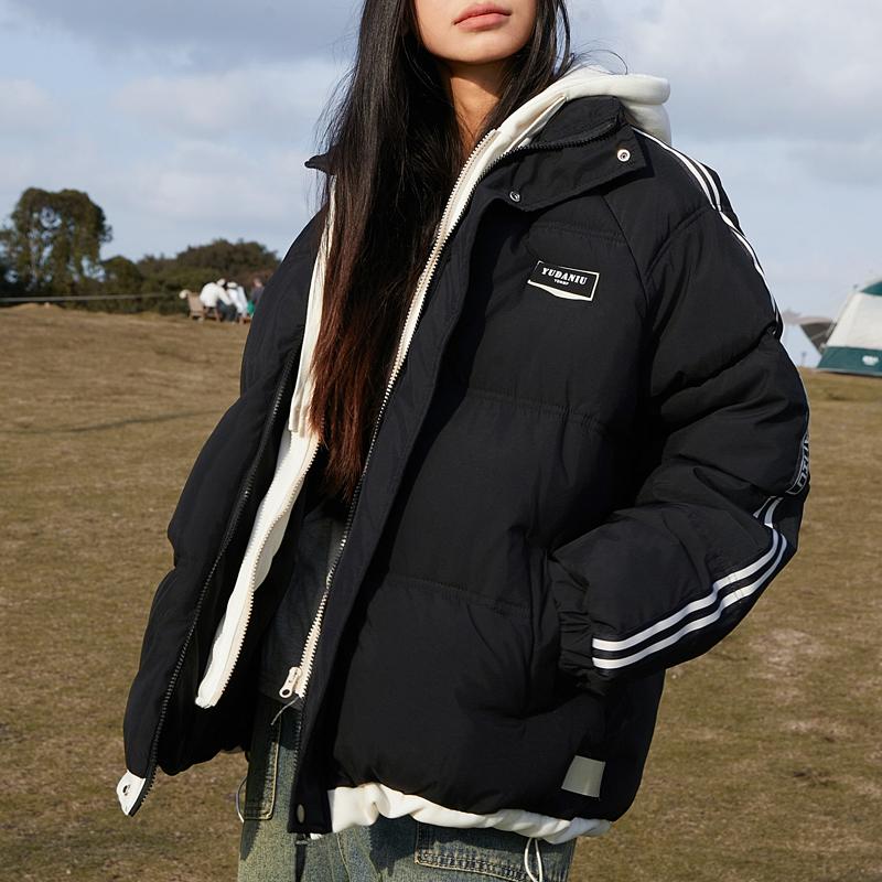 Fashion Winter Coats Woman Fake Two Pieces Parkas Casual Loose Thick Warm Lady Jackets Hooded Oversize Outerwears