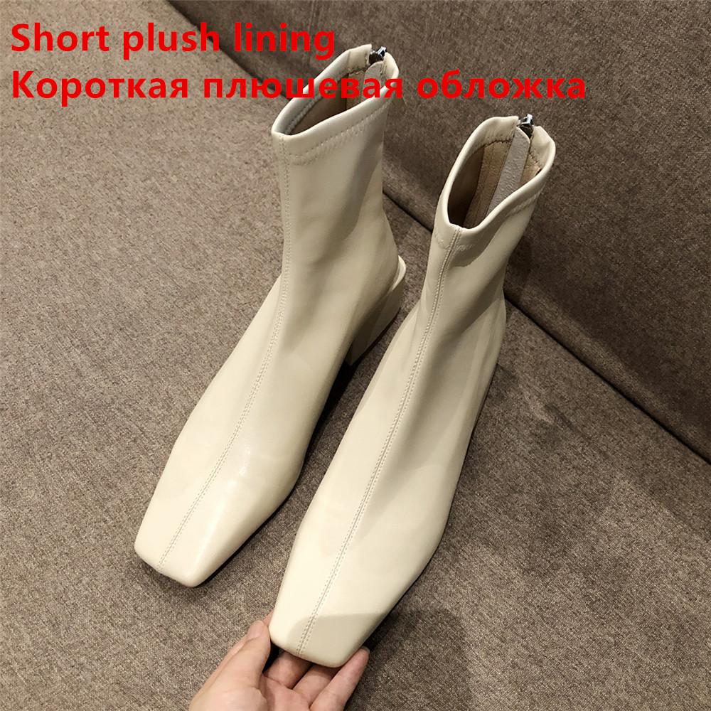 

Autumn Winter Fashion Women Boots Square toe Yarn Elastic Ankle Boots Kid Suede Thick Heel Shoes Female Socks Boats Mujer 35