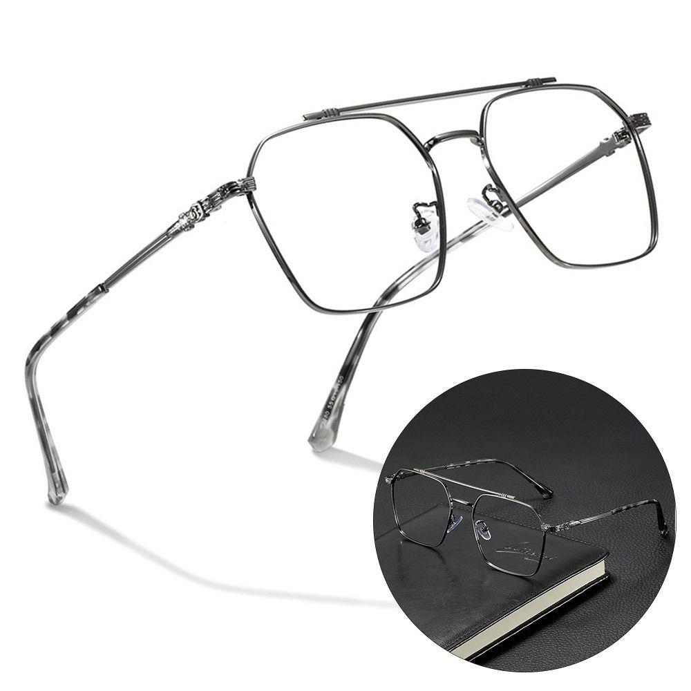 Classic Blue Ray Blocking Anti-Blue Light Glasses Ultralight Eye Protection Square Eyeglasses Metal Frame Eyewear Office