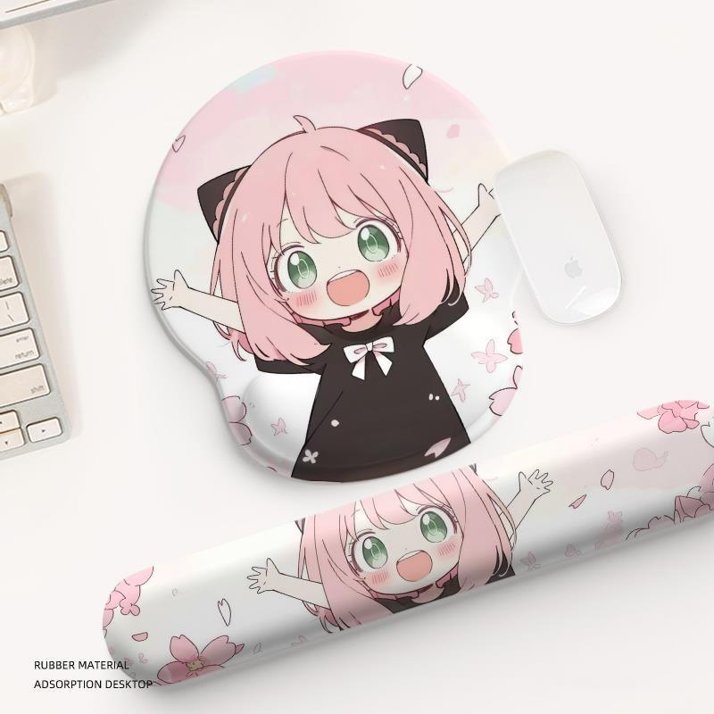 Anya Cute Small Mouse Pad with Rubber Wrist Rest for Office Laptop Keyboard Use