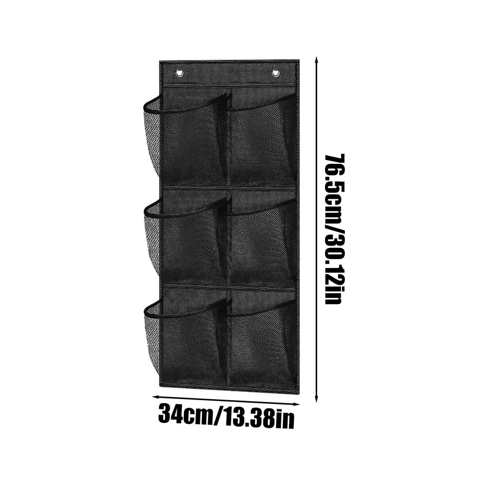 

Wall-Mounted Storage Bag 6 Compartments Mesh Closet Shoe Holder Door Hangable Storage Basket Closet Hangable Storage Pockets чорний