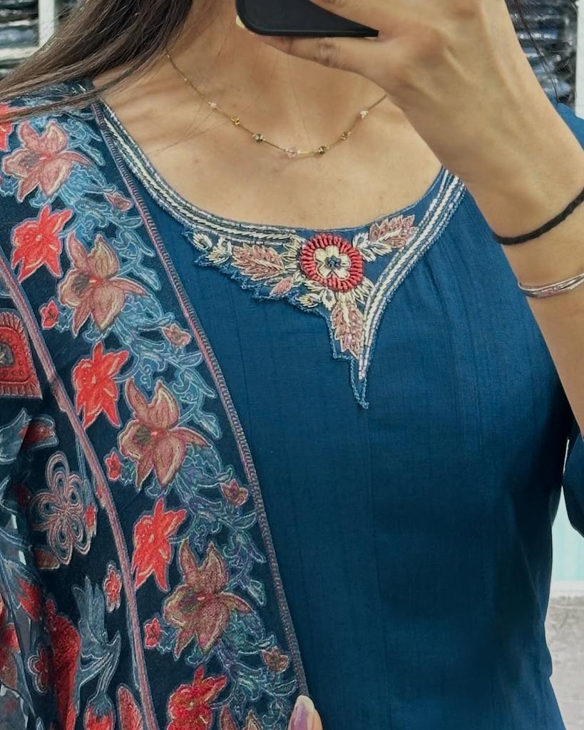 Women Designer Traditional Wear Kurta Pant Dupatta Set Indian Bollywood Top Tunic Kurti