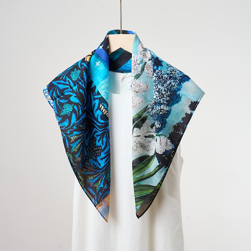 Versatile Printed Lightweight Breathable Women Square Neck Scarf For Spring Summer