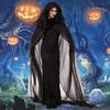 Dress Up Mesh Ghost Cloak Lace Up Hooded Cloak Funny Women Halloween Costume  Party