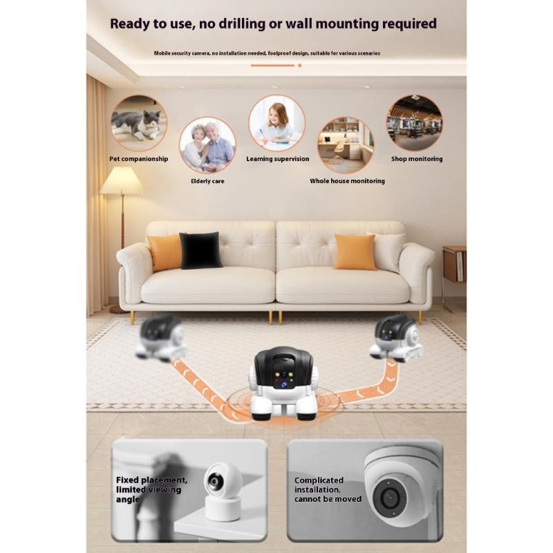 Automatic Follow Pet Monitoring Car 1080P Robot Camera on Wheel for Fully Home Coverage with Clear Night Viewing