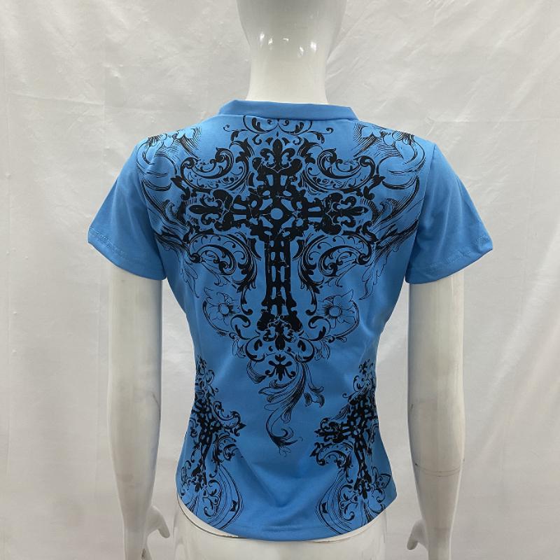 European and American Summer Fashion Printed Gothic Women's Short sleeved T-shirt