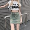 **Summer 2025 High-Waist Retro Denim A-Line Mini Skirt**