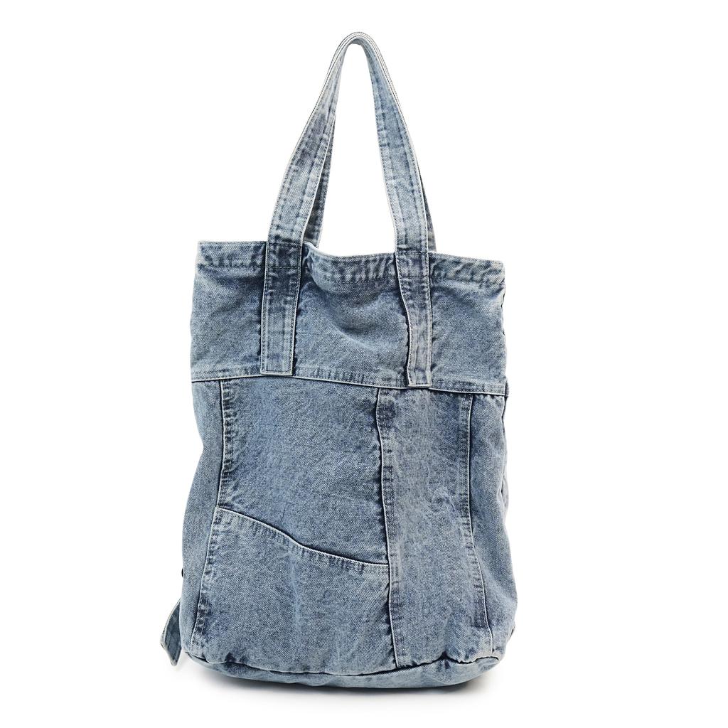 New Zipper Solid Color Denim Casual Youth Backpacks Interior Compartment Simple Handbags On Sale Large Capacity Women's Bags