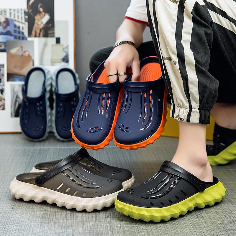 Sandalen für Herren Lochschuhe für Herren Runde Zehenpartie Strandschuhe Jelly-Sandalen Herren Hausschuhe Fahrschuhe