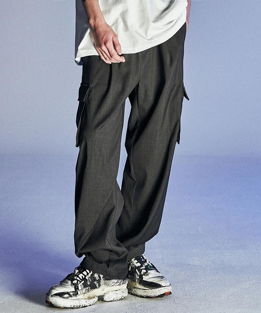 NOT4NERD Wide String Cargo Slacks Pants - Charcoal