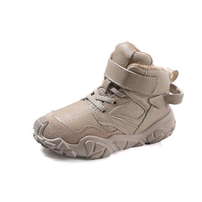 Boys cotton shoes winter 2025 new children's velvet sports shoes girls two cotton shoes leather thickened warm winter shoes