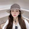 Wind Parent-child Plaid Double-sided Bucket Hat New Foreign Style Hat Outdoor Big Brim Sun Hat Sunscreen Basin Hat Tide