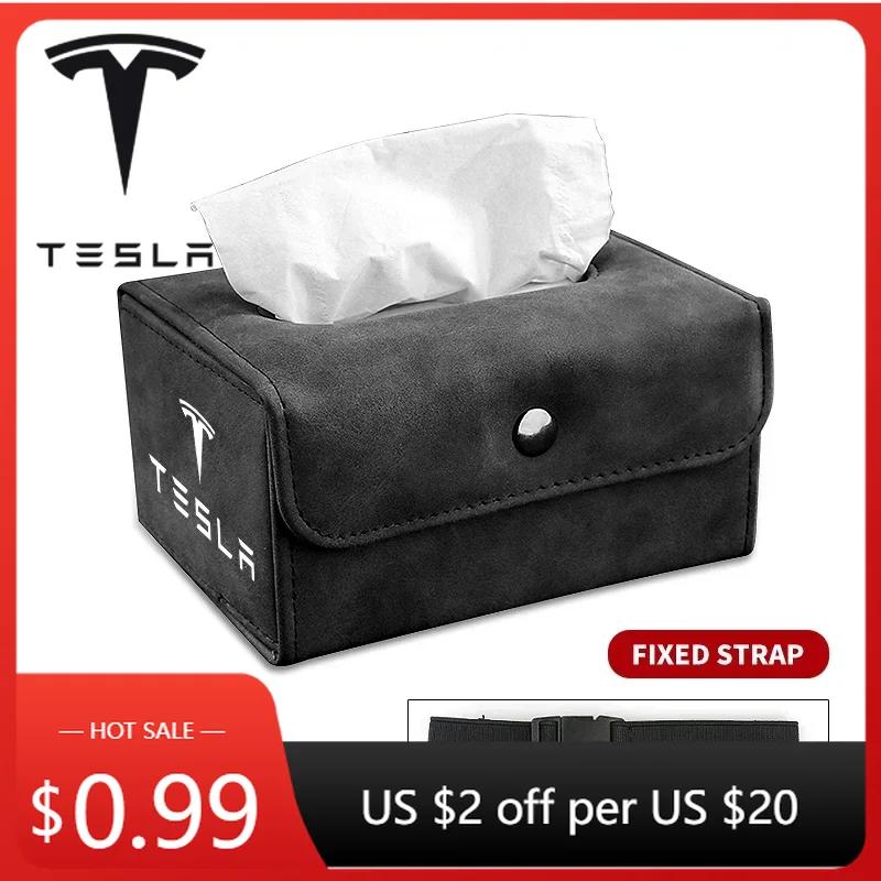 Car Sticker Tesla Car Tissue Box Organizer Auto Seat Back Hanging Bag Storage For Tesla Model 3 2021 S X Y Style Roadster Invade