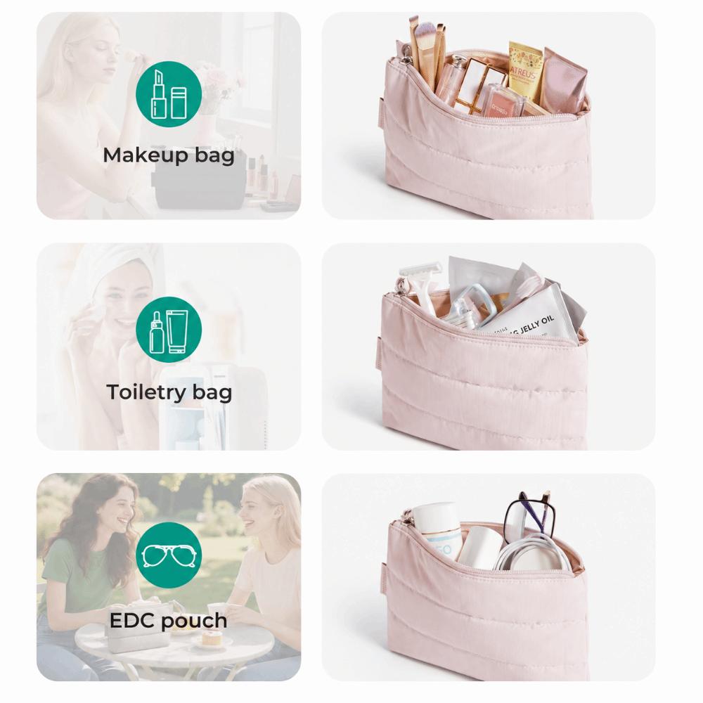 Fashion Puffy Cosmetic Pouch Zipper Closure Padded Small Makeup Bag Portable Ultralight Travel Storage Bag