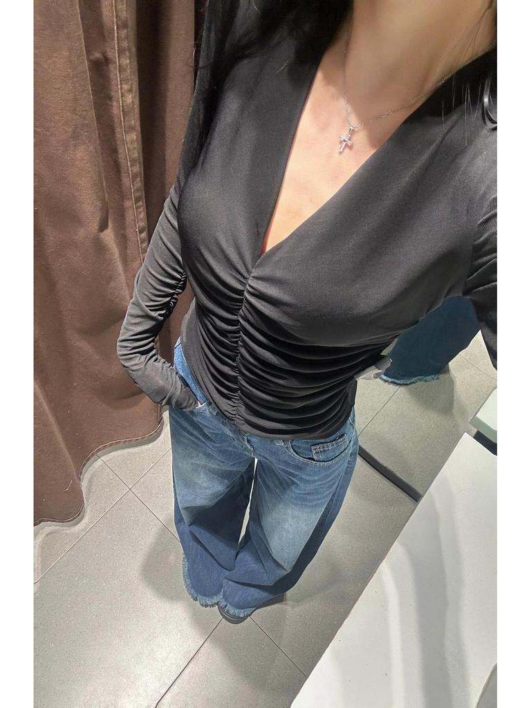 Retro Gray Wide-Leg High-Waist Jeans for Women - Slimming, Loose Fit, Floor-Length Hem