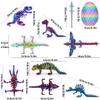 Pack of 9 3D Printed Dinosaur Model Toy Flexible Jointed Dragon Sculpture, Craft, Office Desk Ornament, Birthday Surprise Gifts