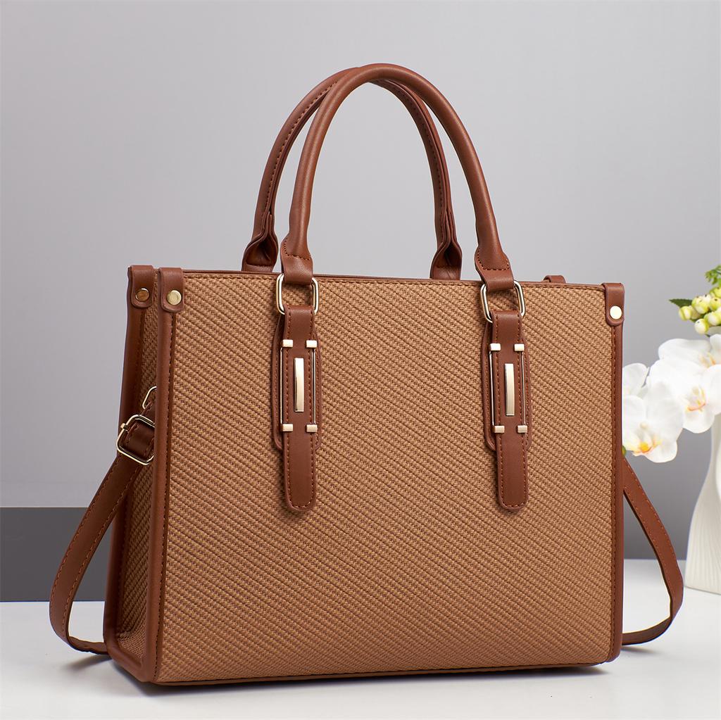 New Striped Color Block Vintage Pattern Simple Luxury Large Capacity Shoulder Crossbody Bag High-End Handbag