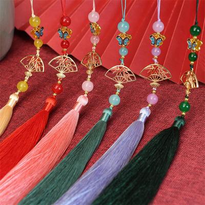 Ice Floss Fan Hanging Tassel Antique Hanfu Decoration Tassel Cheongsam Pressed Placket Ethnic Style Home Decoration