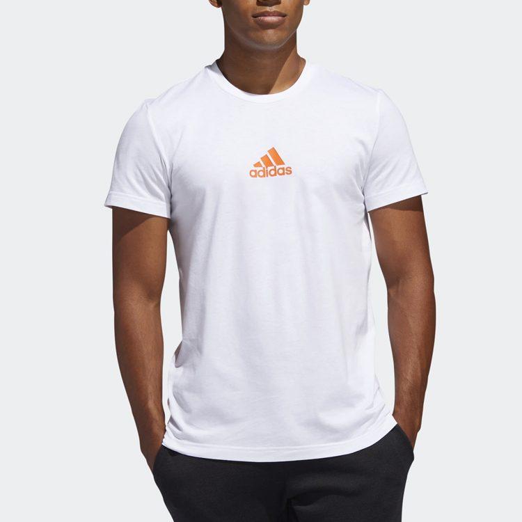 Adidas T Shirts Men's White Crew Neck Moderate Straight Fit FM4967