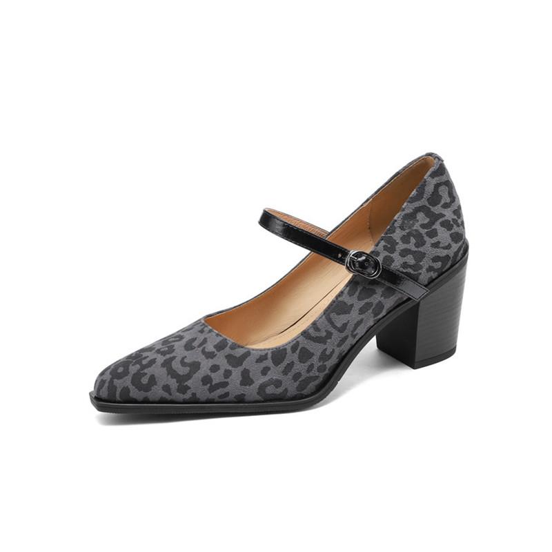 Fashion 2025 New Spring/summer Leopard Print Sheep Suede Woman Shoes Pointed Toe High Heels Women Pumps Shoes for Women Mary Jane Shoes