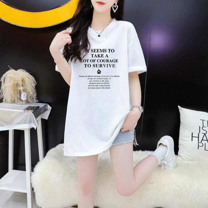 Women's Casual Summer Niche Glitter Letter Print Short Sleeve Vintage T-shirt Top