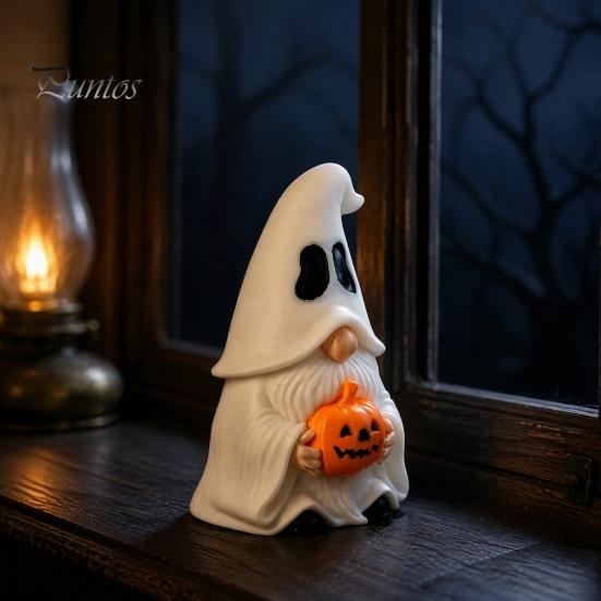 Window Display Figures Halloween Ghost Gnome Figurine, Creative Pumpkin Desk Ornament, 3D Printed Outdoor Yard Spooky Accents Mini Statue for