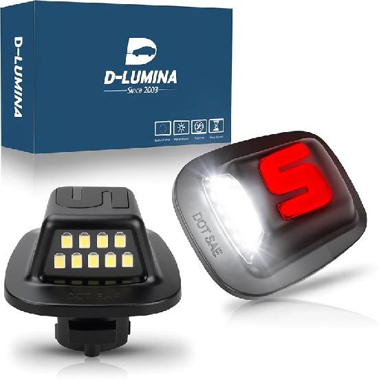 D-Lumina LED License Plate Light Tag Lamp Assembly For -UP Nissan Altima Sentra Rogue Versa, Powered By 18-SMD Xenon White LED Tag Lights, Pack Of 2
