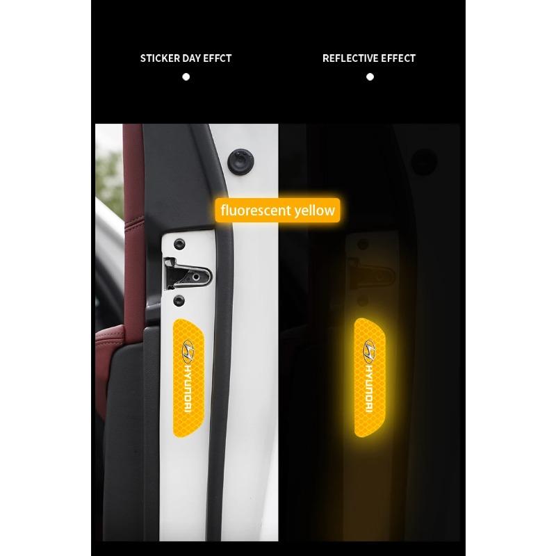 4pcs Car Door Sticker Reflective Safety Warning Mark Decoration Decals For Hyundai NLINE I30 I20 I10 Venue Tucson Ioniq IX35 I40