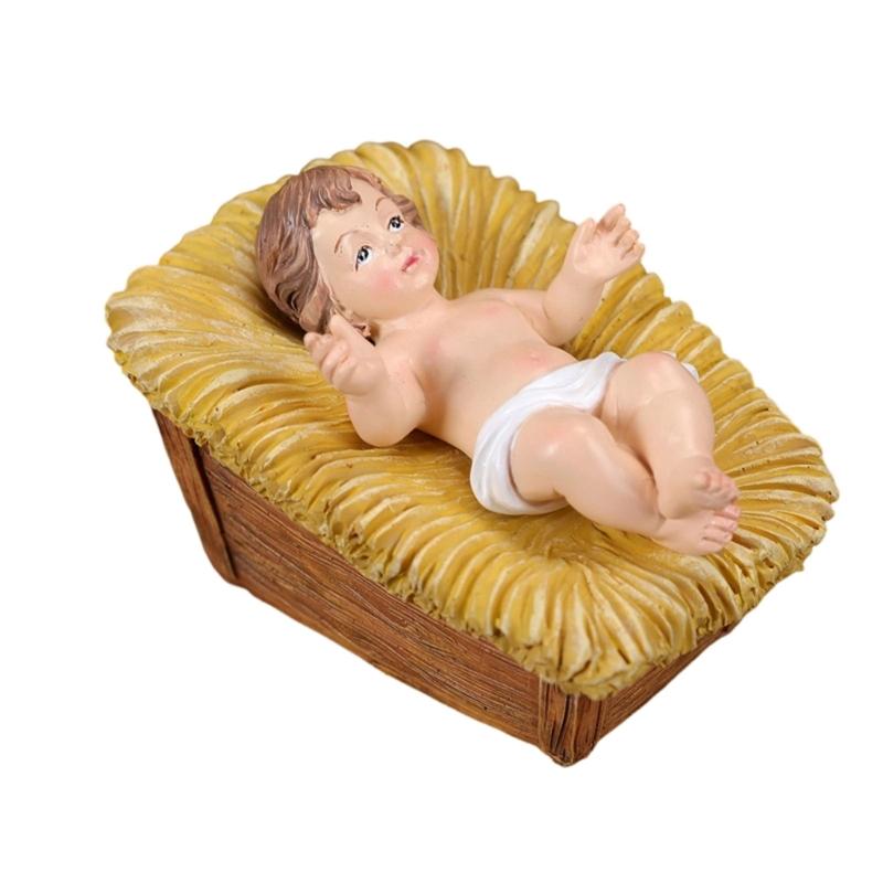 

Small Nativity Statues Resin Baby Jesuses Figurines with Manger Christian Holiday Home Decors for Christmas Centerpieces