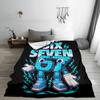 67 model robot fleece blanket is machine-washable and suitable for use on sofas, beds, for travel, camping, and in living rooms
