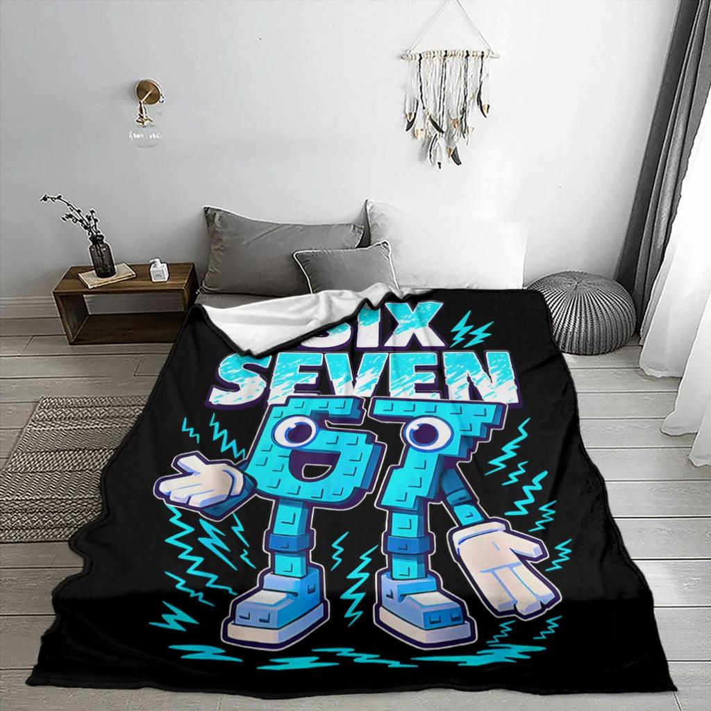 67 model robot fleece blanket is machine-washable and suitable for use on sofas, beds, for travel, camping, and in living rooms