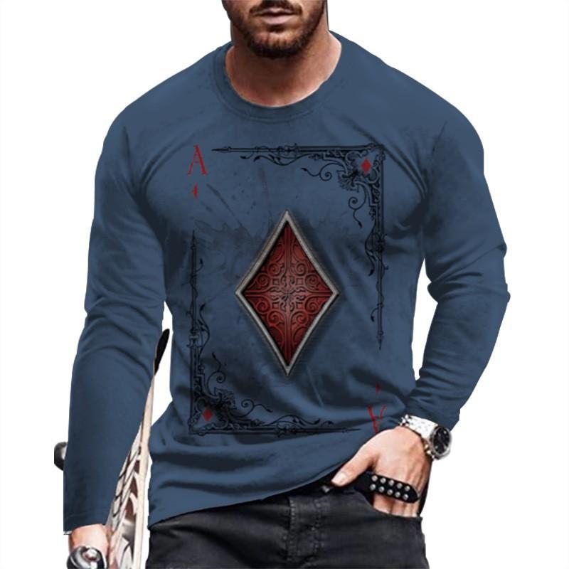 Men's Spring Long Sleeved T-shirt Fashion 3D Digital Printing LOGO Street Trendy Top T-Shirts Men’s