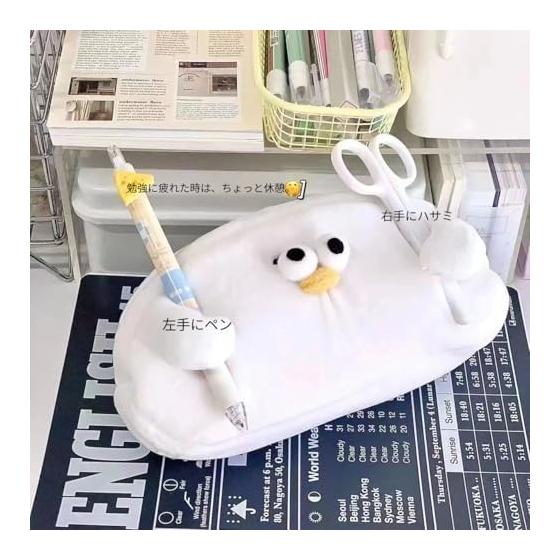Pencil Case, Pen Case, Korean, Cute, Pen Pouch, Simple, Stuffed Toy, Large Capacity, Multi-functional, Funny, Simple, Stylish, Puffy Bag, Stationery,