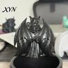 Gothic Bookshelf Accessory Halloween Reading Book Skeleton Figurine, Spooky Devil Resin Sculpture, Decor Black Robe Grim Reaper Statue for Home Office