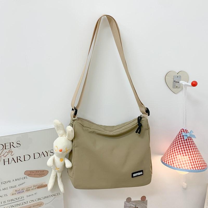 Canvas Bag Women'S Large-Capacity Simple Casual Versatile Commuter Messenger Bag Student Class Shoulder Bag