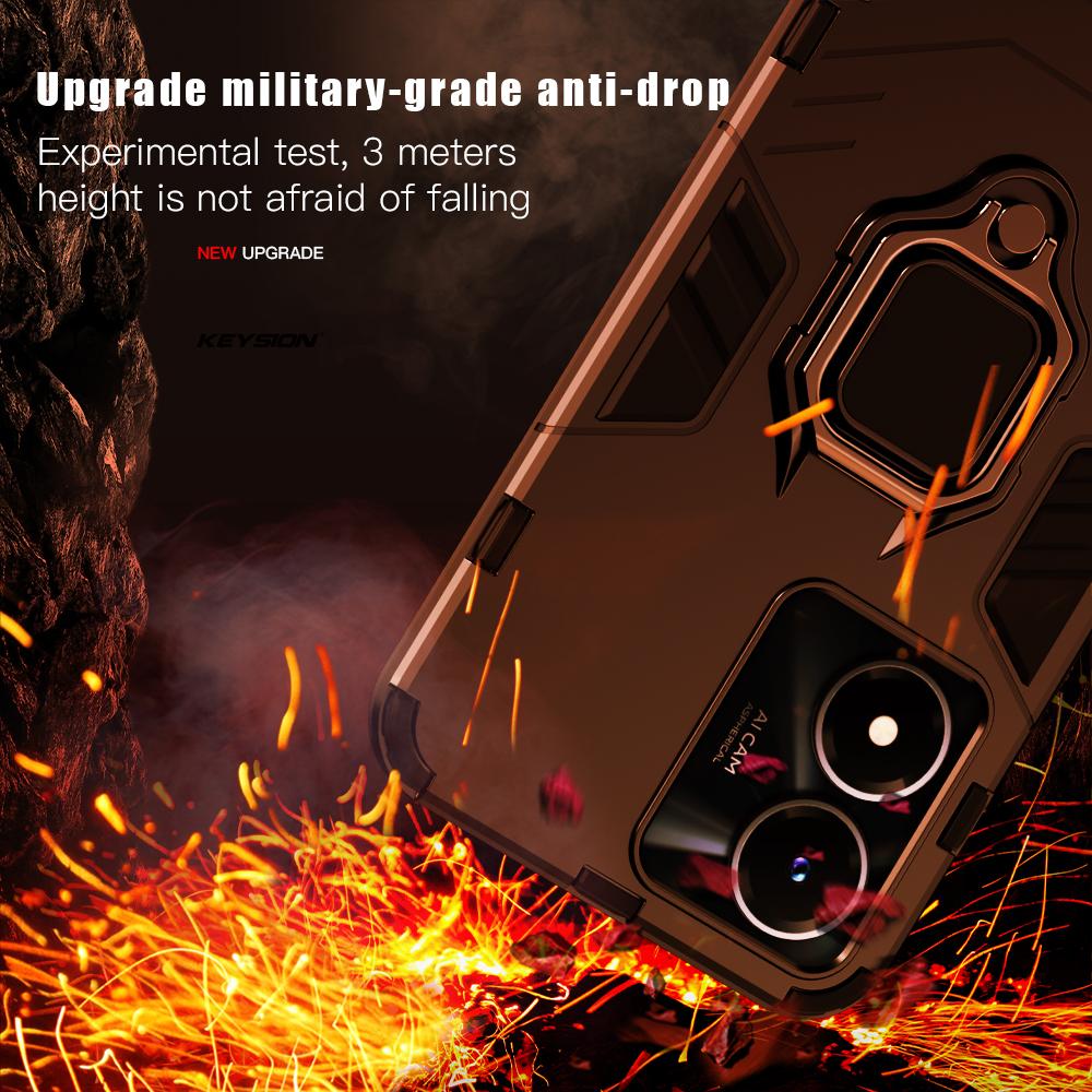 Peatkop Shockproof Armor Case for VIVO Y02S Y77 5G Silicone +PC Metal Ring Stand Phone Back Cover for VIVO Y77 5G Y02S