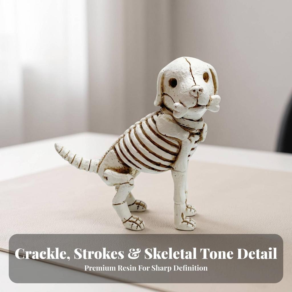 Skeleton Dog Figurine Distressed Resin Long-Lasting