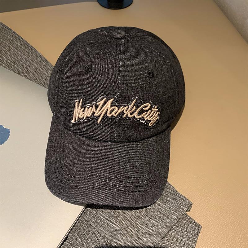 

Denim soft-top baseball cap children s spring and summer new versatile big head circumference showing face small sunshade cap adjustable чёрный