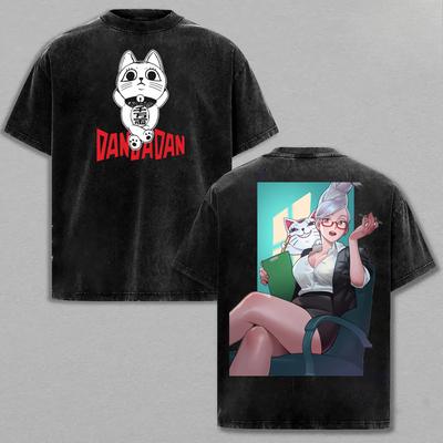 Streetwear Seiko Ayase Cotton T-Shirts Dandadan Turbo Granny Anime Washed T Shirt Fashion Tee Shirt for Mens Summer Top Tees